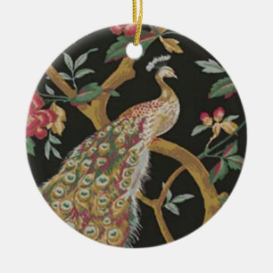 Elegant Peacock On Black Ornament