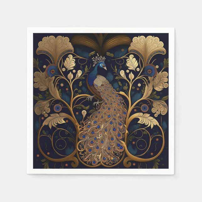Elegant Peacock Paper Napkins (Front)