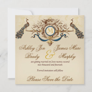 Elegant Peacock Save the Date Announcements