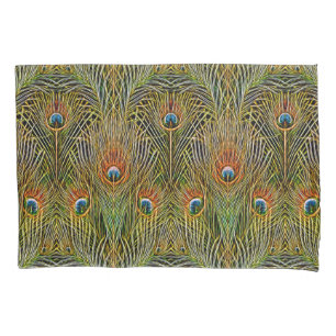 Elegant Peacock Stylish Gold Feathers Pattern Pillowcase