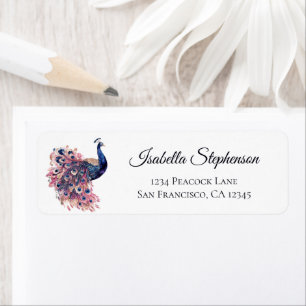 Elegant Peacock Stylish Return Address Label