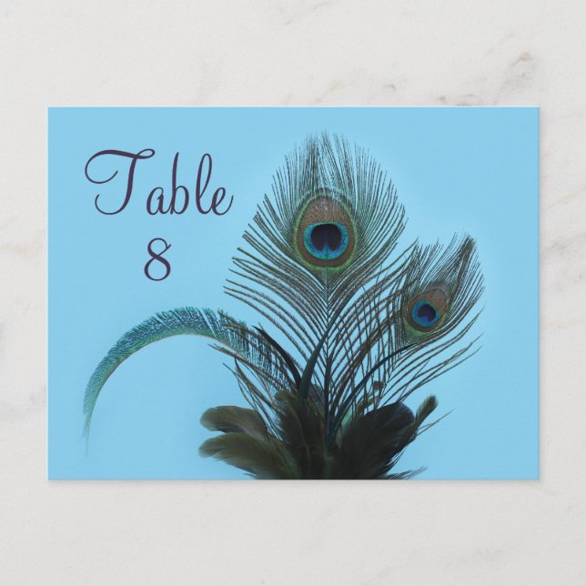 Elegant Peacock Table Number (turquoise) Postcard (Front)