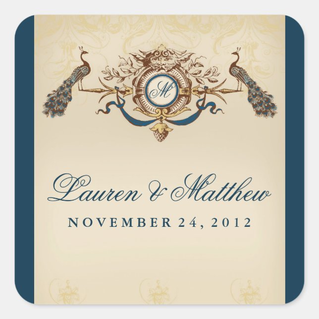 Elegant Peacock theme Square Sticker (Front)