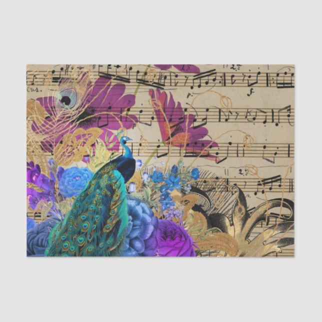 Elegant Peacock Tissue Paper (Front)