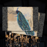 Elegant Peacock Vintage Botanical Bird Decoupage T Tissue Paper<br><div class="desc">This elegant vintage peacock has been designed into a stunning collage using script handwritten letters, etchings and sheet music ephemera over an aged distressed parchment background. The background is a hand drawn Fleur de lis and foliage damask pattern created by internationally licensed artist and designer, Audrey Jeanne Roberts, copyright. The...</div>