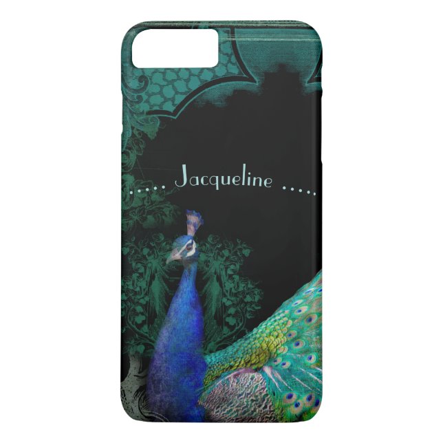 Elegant Peacock w Scrolls Personalised Designer Case-Mate iPhone Case (Back)