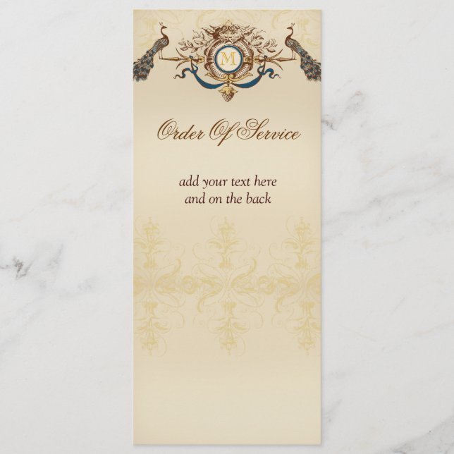 Elegant Peacock Wedding Ceremony Programs (Front)
