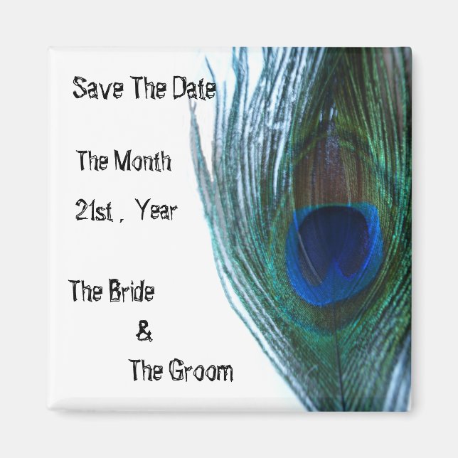 Elegant Peacock Wedding Magnet (Front)