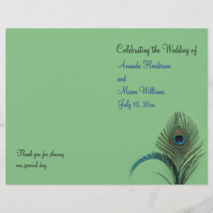 Elegant Peacock Wedding Program (green)