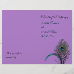 Elegant Peacock Wedding Program (purple)