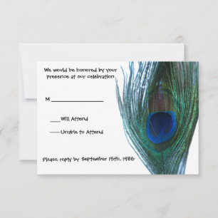 Elegant Peacock Wedding RSVP Card