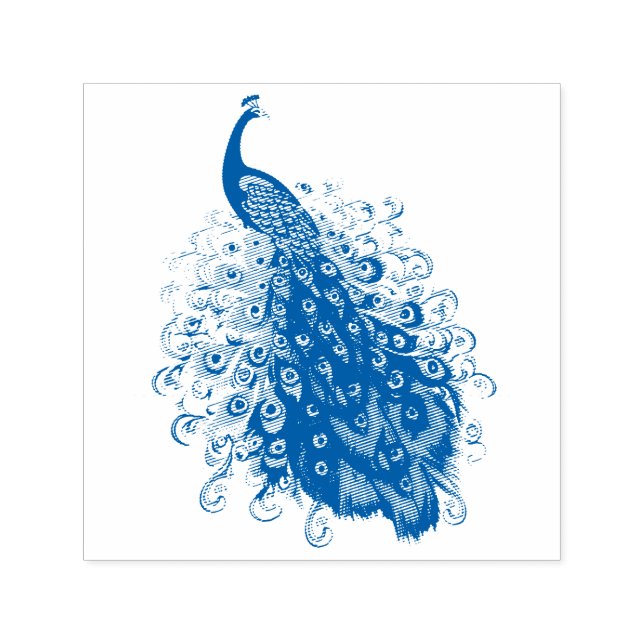 Elegant Peacock with Elaborately Detailed Tail Self-inking Stamp (Design)