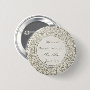 Elegant Pearl 30th Wedding Anniversary 6 Cm Round Badge