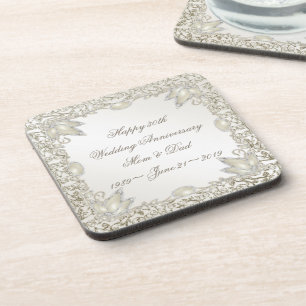Elegant Pearl 30th Wedding Anniversary Coaster