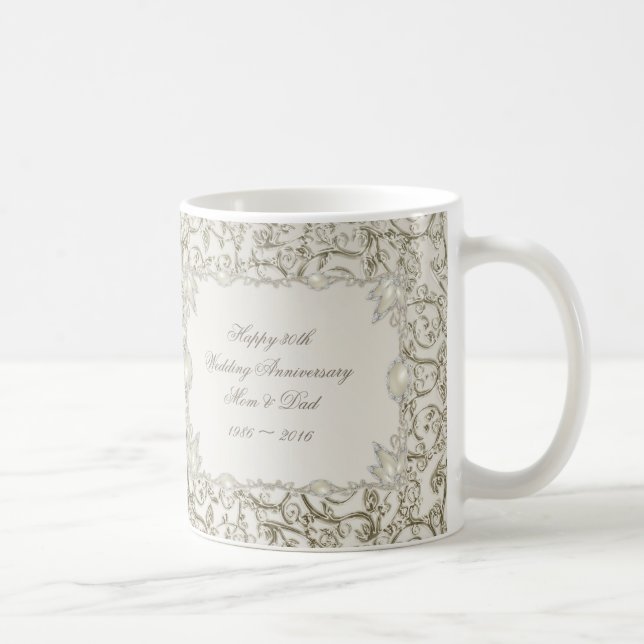 Elegant Pearl 30th Wedding Anniversary Coffee Mug (Right)