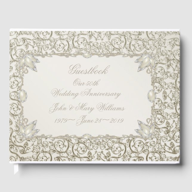 Elegant Pearl 30th Wedding Anniversary Guest Book (Front)