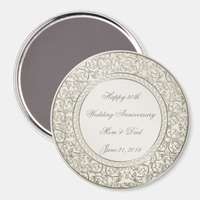 Elegant Pearl 30th Wedding Anniversary Magnet (Front/Back)