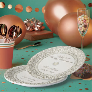 Elegant Pearl 30th Wedding Anniversary Paper Plate