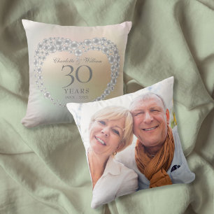 Elegant Pearl 30th Wedding Anniversary Photo Cushion