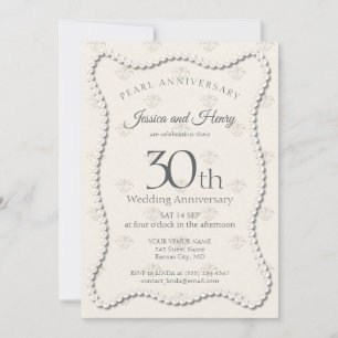 Elegant Pearl 30th wedding anniversary photo Invitation