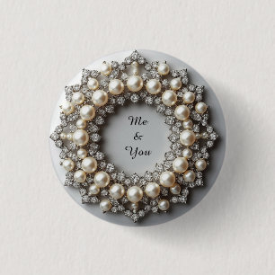 Elegant Pearl and Diamond Jewellery Piece 3 Cm Round Badge