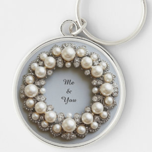 Elegant Pearl and Diamond Jewellery Piece Key Ring