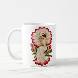 Elegant Pearl Beaded Woman Floral Mug