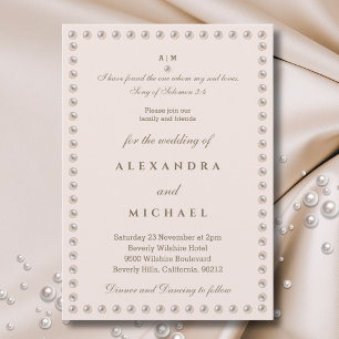 Elegant Pearl Bible Verse Christian Wedding  Invitation