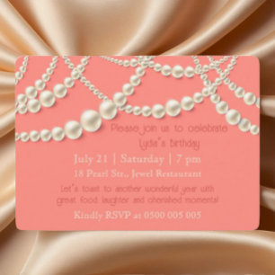 Elegant Pearl Birthday Dinner Invitation