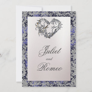 Elegant Pearl, Blue Ribbon & Sparkle 2 Invitation