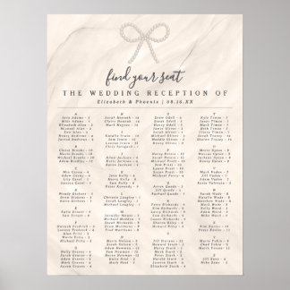 Elegant Pearl Bow Alphabetical Guest Seating Chart