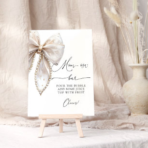 Elegant Pearl Bow Baby Shower Mum-osa Bar Poster