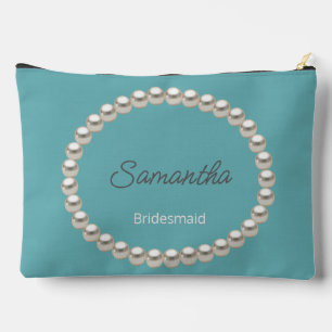 Elegant Pearl Bridal Shower Blue Accessory Pouch