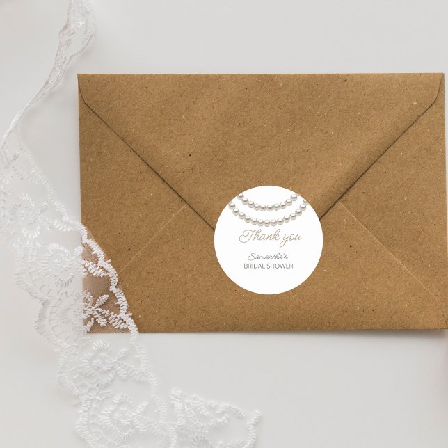 Elegant Pearl Bridal Shower  Classic Round Sticker (Creator Uploaded)