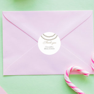 Elegant Pearl Bridal Shower  Classic Round Sticker
