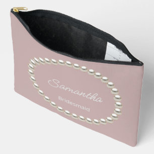 Elegant Pearl Bridal Shower Dusty Rose Accessory Pouch