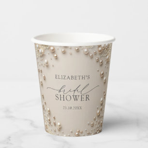 Elegant Pearl Bridal Shower Paper Cups