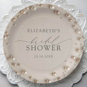 Elegant Pearl Bridal Shower Paper Plate