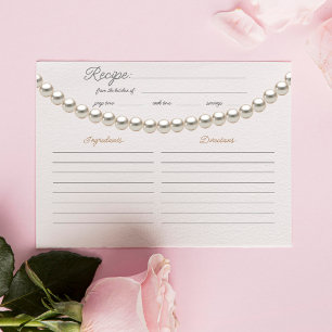 Elegant Pearl Bridal Shower Recipe Card
