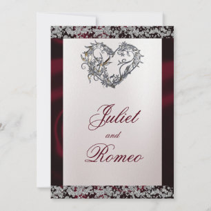 Elegant Pearl, Burgundy Ribbon & Sparkle Invitation