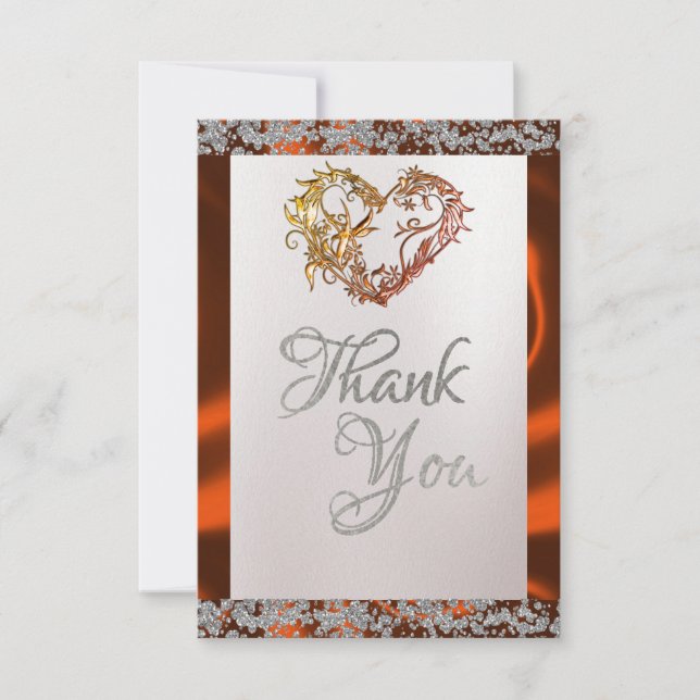 Elegant Pearl, Copper Ribbon & Sparkle Thank You Card (Front)