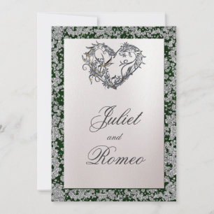 Elegant Pearl, Emerald Ribbon & Sparkle 2 Invitation