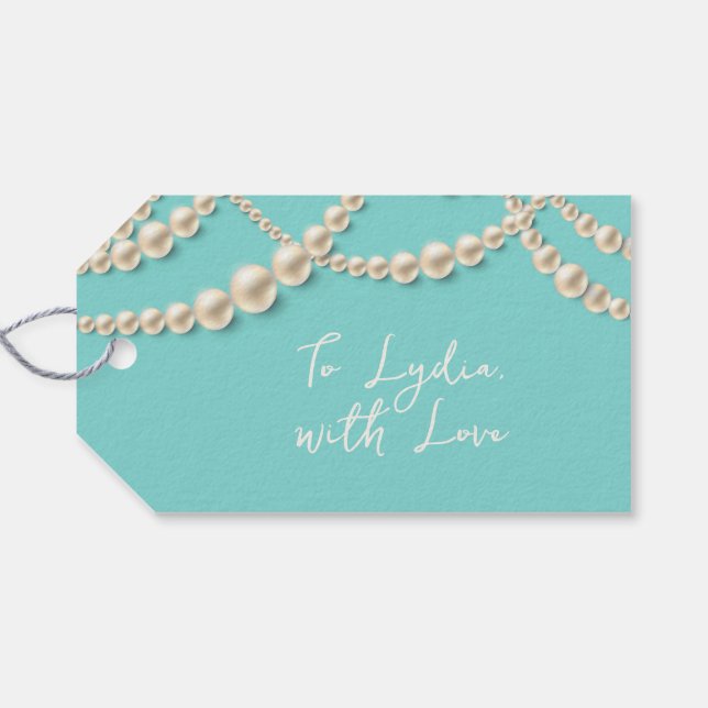 Elegant Pearl Gift Tag – "To (Name), With Love" (Back Horizontal)