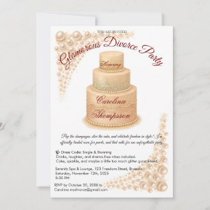 Elegant Pearl & Glitter Divorce Party Glamourous  Invitation