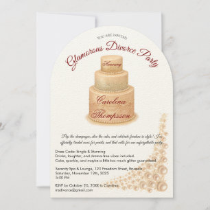 Elegant Pearl & Glitter Divorce Party Glamourous Invitation
