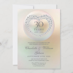 Elegant Pearl Heart 30th Wedding Anniversary Invitation