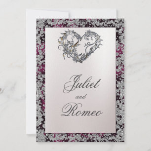 Elegant Pearl, Purple Ribbon & Sparkle 2 Invitation