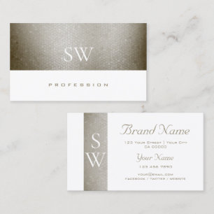Elegant Pearl Shimmer Snake Pattern with Initials Business Card