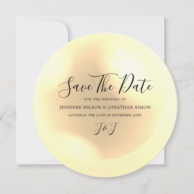 Elegant Pearl Simple Chic Save The Date (Front)