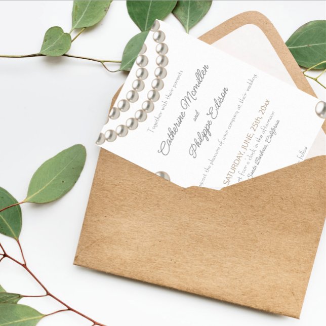 Elegant Pearl String Wedding Invitation (1)